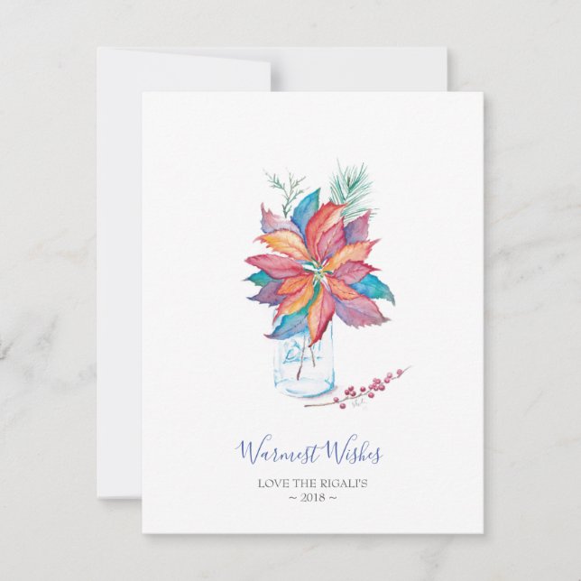 Watercolor Poinsettia Christmas Card (Front)
