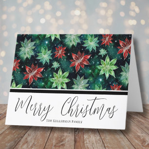 Watercolor Poinsettia Christmas Holiday Card