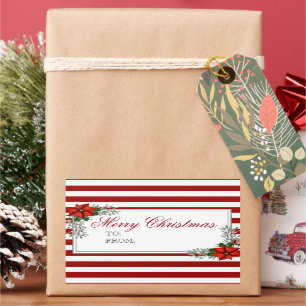 Watercolor Poinsettia Christmas Label