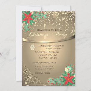 Watercolor Poinsettia,Confetti Company Christmas  Invitation