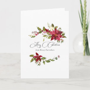 Watercolor Poinsettia Corporate Christmas Greeting Card