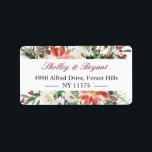 Watercolor Poinsettia Holly Berry Ivory Floral Label<br><div class="desc">Watercolor Poinsettia Holly Berry Ivory Floral Holiday Season Address Label. 
(1) For further customisation,  please click the "customise further" link and use our design tool to modify this template. 
(2) If you need help or matching items,  please contact me.</div>
