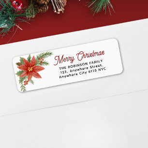 Watercolor Poinsettia Merry Christmas Holiday