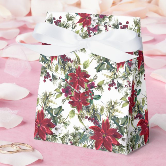 Watercolor Poinsettia Pattern  Favour Box (Wedding)