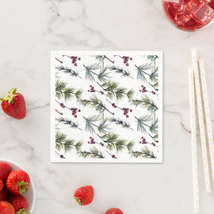 Watercolor Poinsettia Pattern Napkin