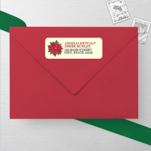 Watercolor Poinsettia Winter Wedding Return Addres