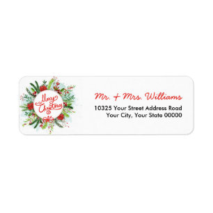 Watercolor Poinsettia Wreath Merry Christmas