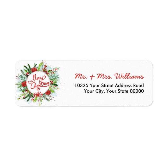 Watercolor Poinsettia Wreath Merry Christmas (Front)