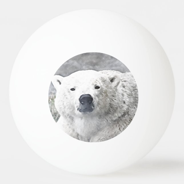 Watercolor Polar Bear Ping Pong Ball (Front)