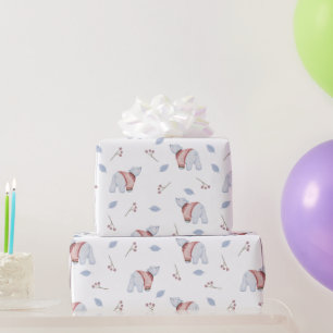 Watercolor Polar Bears Christmas Nature Art Wrapping Paper
