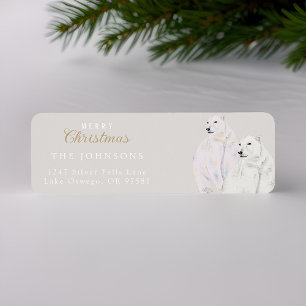 Watercolor Polar Bears Christmas Return Address