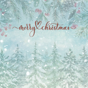 Watercolor Polar Bears Winter Scene Christmas Card