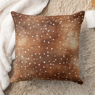Watercolor Polka Dot in Coffee Brown and White (2) Cushion