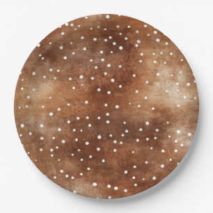 Watercolor Polka Dot in Coffee Brown and White (2) Paper Plate