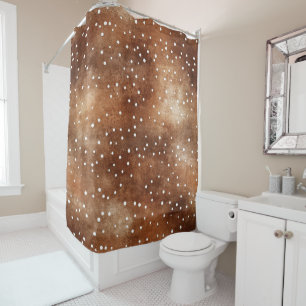 Watercolor Polka Dot in Coffee Brown and White (2) Shower Curtain
