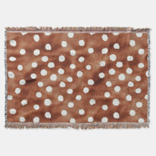 Watercolor Polka Dot in Coffee Brown and White Throw Blanket