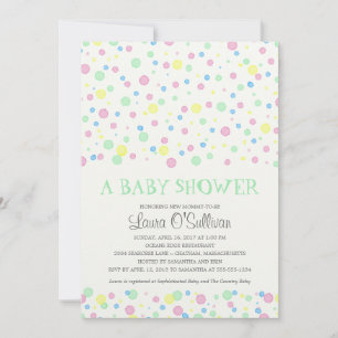Watercolor Polka Dots Baby Shower Invitation