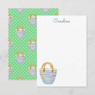 Watercolor Polka Dots Beach Bag Purse Thank You Card