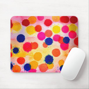 Watercolor polka dots cute circles mouse mat