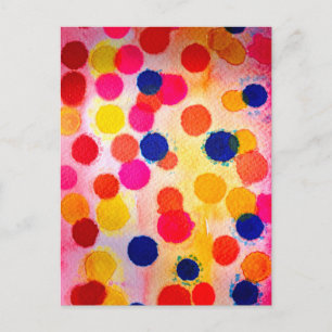 Watercolor polka dots cute circles postcard