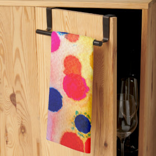 Watercolor polka dots cute circles tea towel