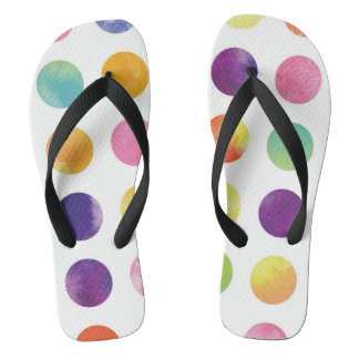 Watercolor polka dots flip flops