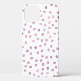 Watercolor polka dots, pink geometric background. iPhone 12 case