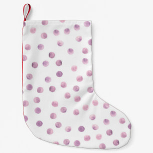 Watercolor polka dots, pink geometric background. small christmas stocking