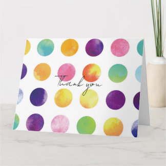 Watercolor polka dots Two-fold Thank-you-Card Thank You Card
