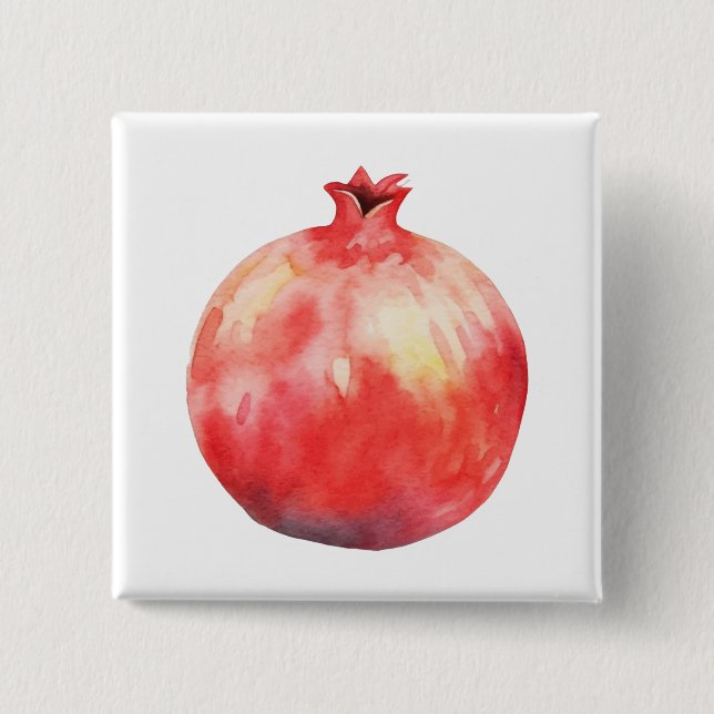 Watercolor Pomegranate 15 Cm Square Badge (Front)