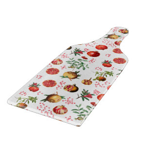 Watercolor Pomegranate Mediterranean Fruit Pattern Cutting Board