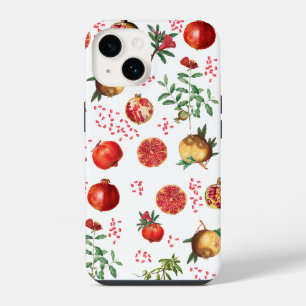 Watercolor Pomegranate Mediterranean Fruit Pattern iPhone 14 Case