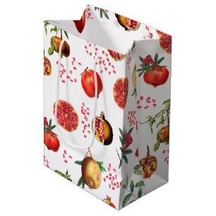 Watercolor Pomegranate Mediterranean Fruit Pattern Medium Gift Bag