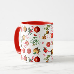 Watercolor Pomegranate Mediterranean Fruit Pattern Mug