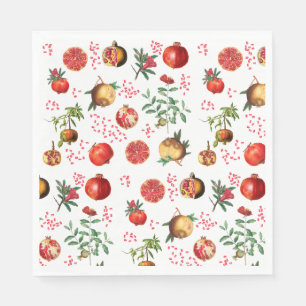 Watercolor Pomegranate Mediterranean Fruit Pattern Napkin