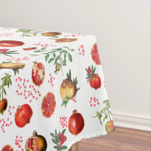Watercolor Pomegranate Mediterranean Fruit Pattern Tablecloth