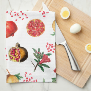 Watercolor Pomegranate Mediterranean Fruit Pattern Tea Towel