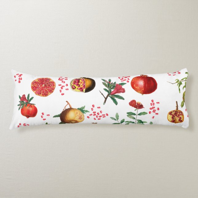 Watercolor Pomegranate Mediterranean Pattern Body Cushion (Front)