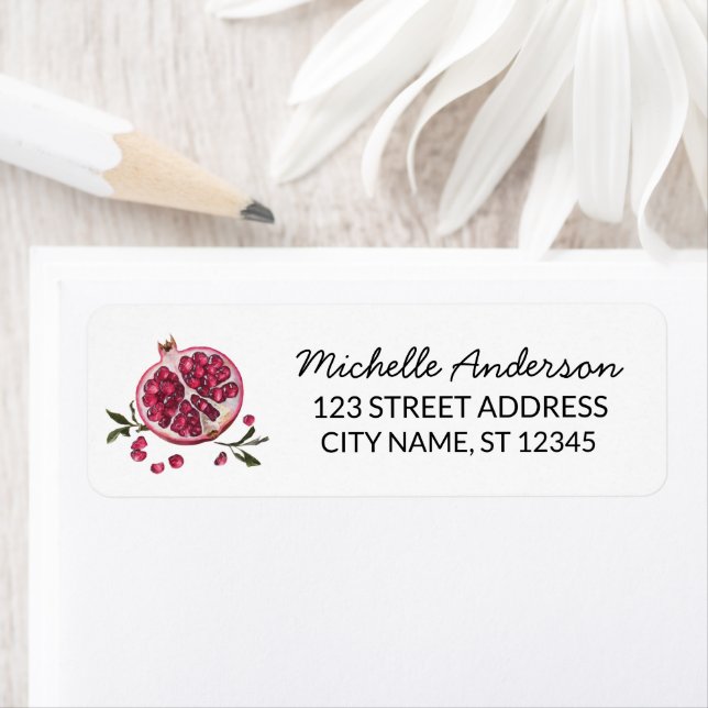 Watercolor Pomegranate Return Address (Insitu)