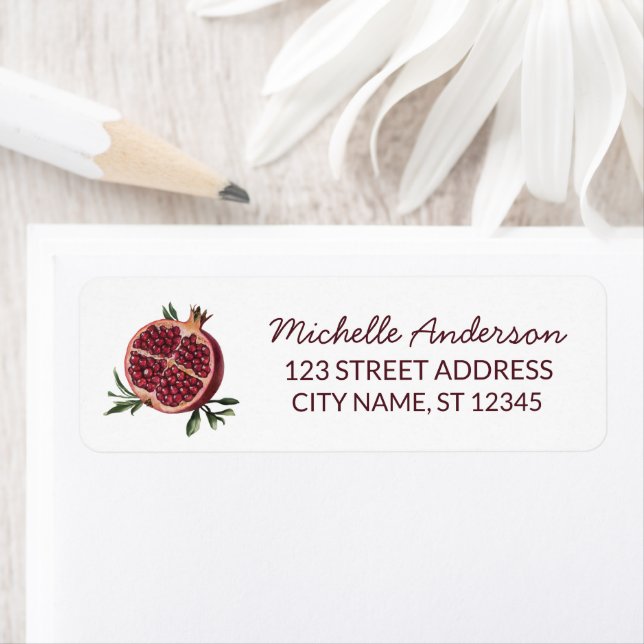 Watercolor Pomegranate Return Address (Insitu)
