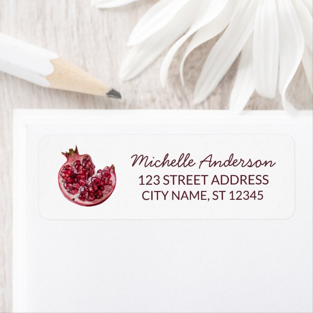 Watercolor Pomegranate Return Address (Insitu)