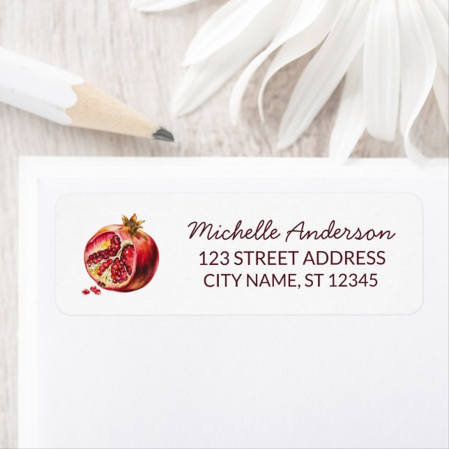 Watercolor Pomegranate Return Address (Insitu)