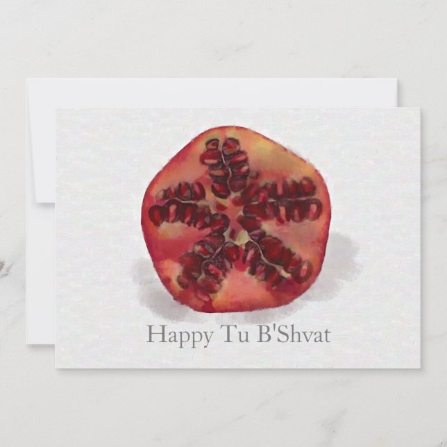 Watercolor Pomegranate Tu B'Shvat holiday cards (Front)
