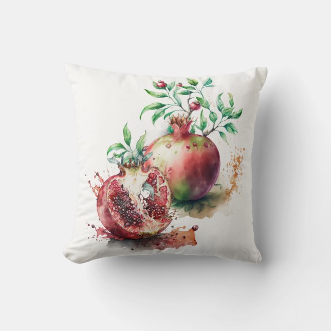 Watercolor Pomegranates  Cushion (Front)
