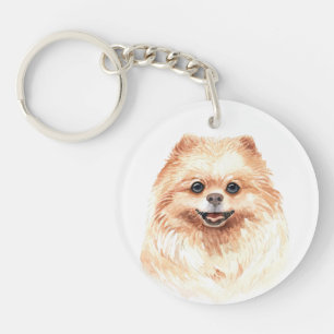 Watercolor Pomeranian Key Ring