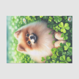 Watercolor Pomeranian Shamrocks Decoupage Tissue Paper
