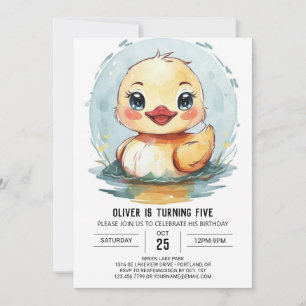 Watercolor Pond Duck Birthday Invitation