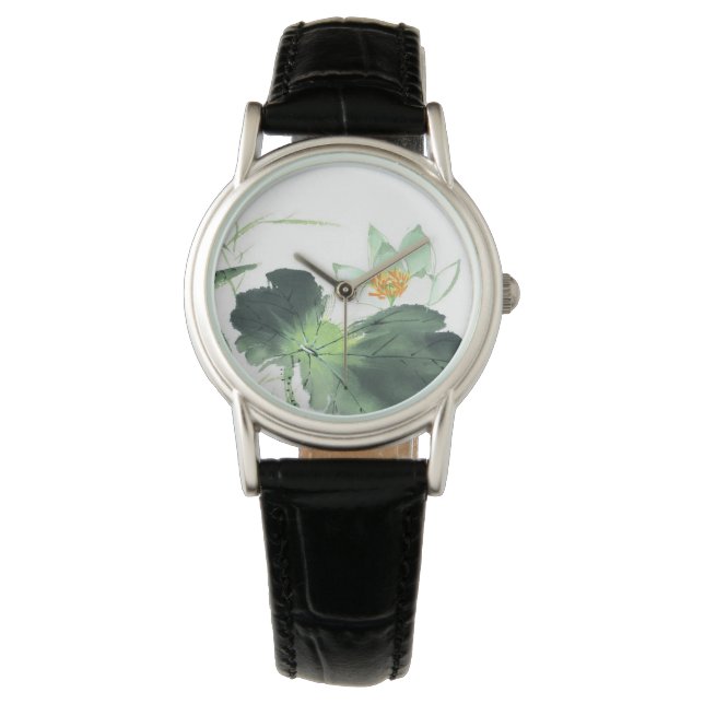 Watercolor Pond Lotus Peace Watch (Front)