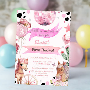 Watercolor Pony Rodeo Polka Dots Birthday Invitation