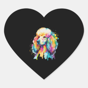 Watercolor Poodle Colourful Pet Poodles Dog Lover Heart Sticker